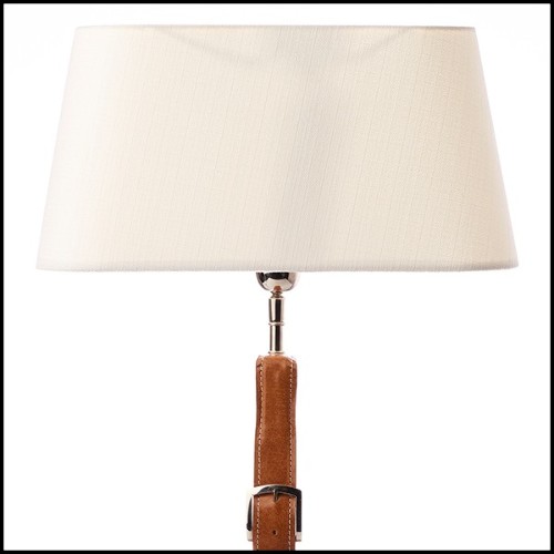 Lampe à poser 24-Olympia Equestrian en nickel et cuir