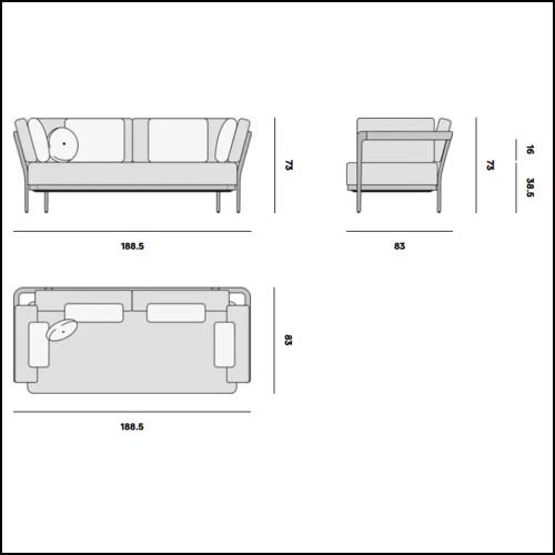 Canapé 48 - Flows | 2 -Seater Sofa 48 - Flows, elegant - Pacific Compagnie.