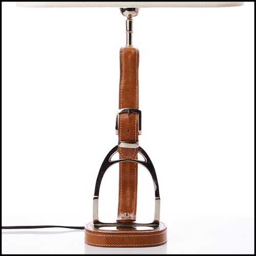 Lampe à poser 24-Olympia Equestrian en nickel et cuir