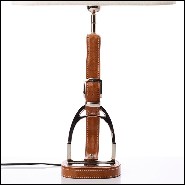 Lampe à poser 24-Olympia Equestrian en nickel et cuir