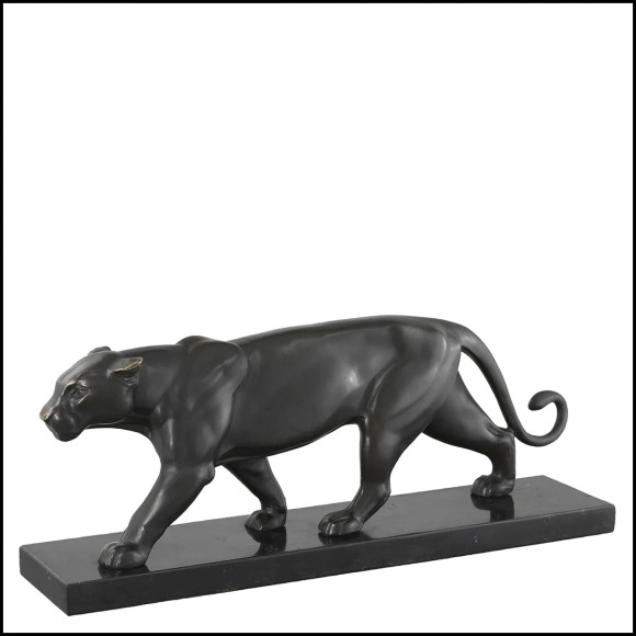 Sculpture 24 - Panthère sur socle en marbre | Sculpture Panther decor - Pacific Compagnie.