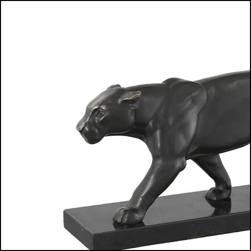Sculpture 24 - Panthère sur socle en marbre - Décoration - Pacific Compagnie.