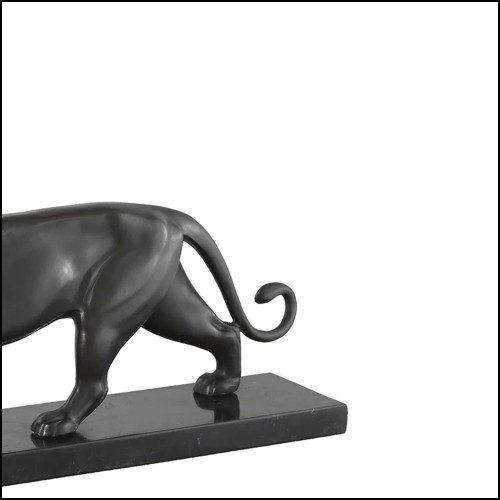 Sculpture 24 - Panthère sur socle en marbre - Férocité - Pacific Compagnie.