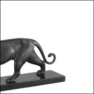 Sculpture 24 - Panthère sur socle en marbre - Férocité - Pacific Compagnie.