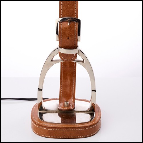 Lampe à poser 24-Olympia Equestrian en nickel et cuir