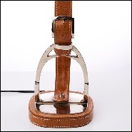 Lampe à poser 24-Olympia Equestrian en nickel et cuir