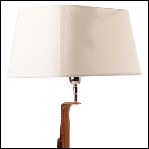 Lampe à poser 24-Olympia Equestrian en nickel et cuir