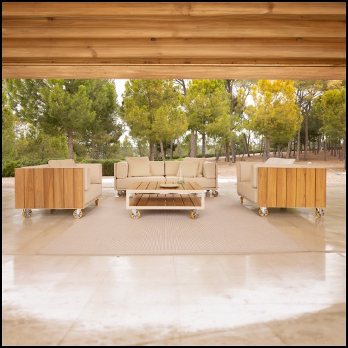 Canapé Vondom collection Vineyard Aluminium intégré dans une décoration d'exterieur contemporaine