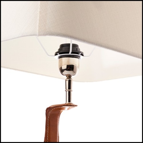 Lampe à poser 24-Olympia Equestrian en nickel et cuir