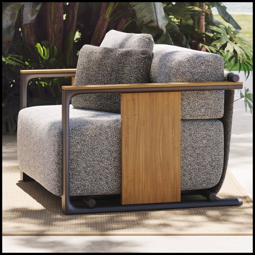Armchair Tulum Aluminium Teak details Outdoor Fabrics Grey Vondom Pacific Compagnie