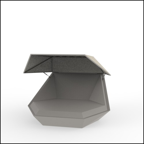 Lit de Piscine Vondom, collection Faz avec auvent rabattable finition gris, vue de face