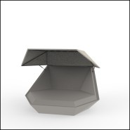 Daybed Vondom, Faz collection with foldable Canopy, grey finish, front view