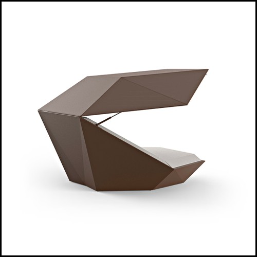 Daybed Vondom, Faz collection with foldable Canopy, brown finish, back view