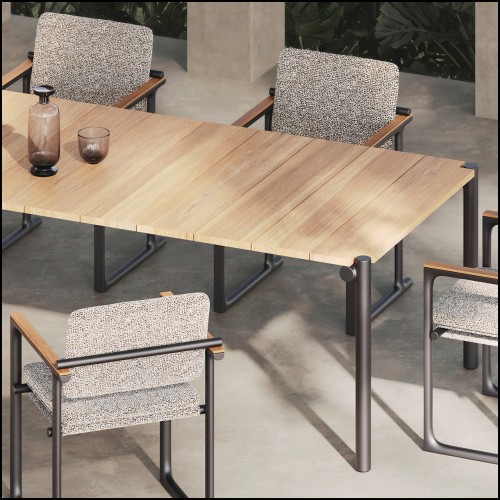 Dining Table Tulum Aluminium Teak wood slats Vondom Pacific Compagnie Outdoor