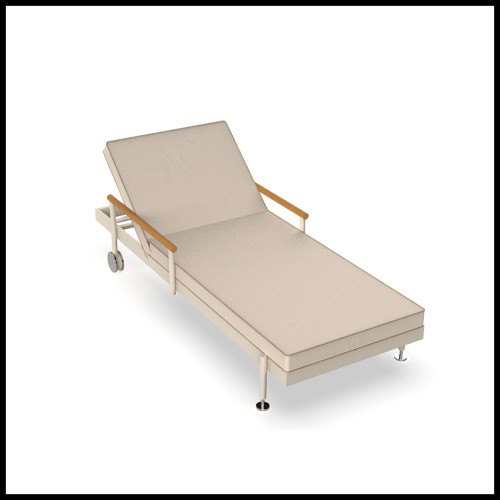 Chaise Longue Hamptons Aluminium Teck Tissu Outdoor Vondom Pacific Compagnie  Lounge Chair Aluminium Teck Tissu