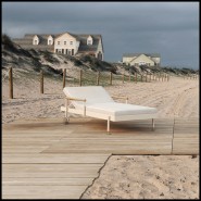 Chaise Longue Hamptons Aluminium Teck Tissu Outdoor Vondom Pacific Compagnie  Lounge Chair Aluminium Teck Tissu