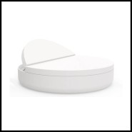 Vondom's daybed Ulm collection with resin white lacquered finish and foldable canopy