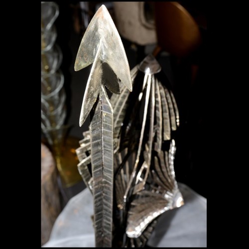 Sculpture peace guards with shields in wrought iron PC-Baby Warrior guard