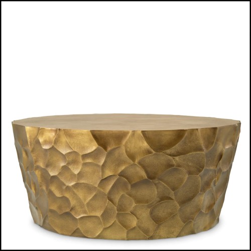Coffee Table Eichholtz Fiorentino in aluminium vintage brass finish, front view