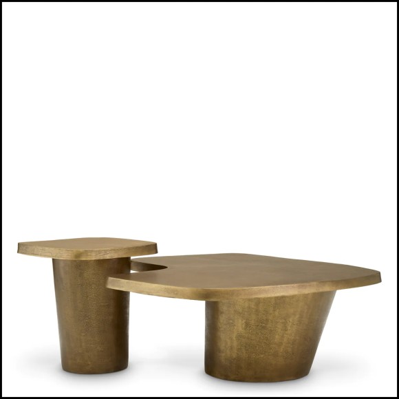 Set de 2 Table Basse Eichholtz Pierro en aluminium finition vintage brass Set de 2 Table Basse Eichholtz Pierro en aluminium finition vintage brass
