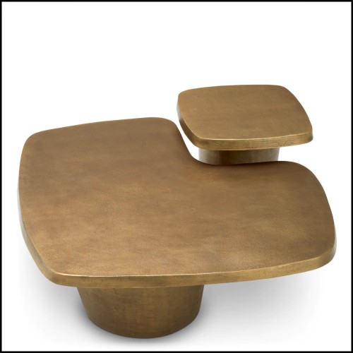 Set of 2 Coffee Table Eichholtz Pierro in aluminium vintage brass finish and MDF, top view