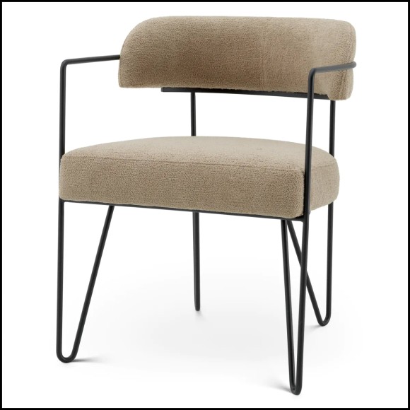 Chaise de salle à manger Eichholtz, Giuseppe finition noir et tissu beige
