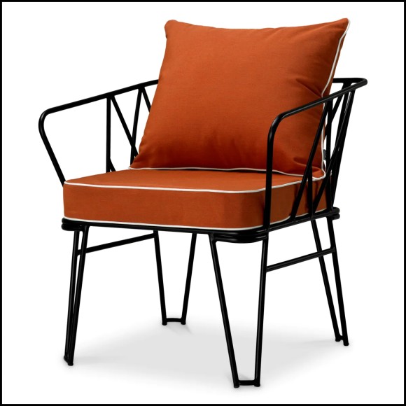Chaise Outdoor Clifton tissu couleur Orange avec   structure acier inoxydable