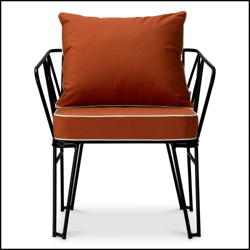 Chaise Outdoor Clifton de Pacific Compagnie avec tissu couleur Orange avec  structure acier inoxydable vue de face