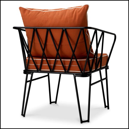 Chaise Outdoor Clifton  Eichholtz  Orange Chaise Orange  Noir Orange finition noir vue de derrière