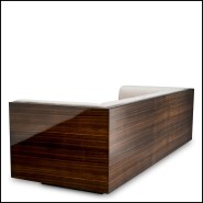 Image of the Sebastian sofa in glossy eucalyptus veneer, seen from the back.