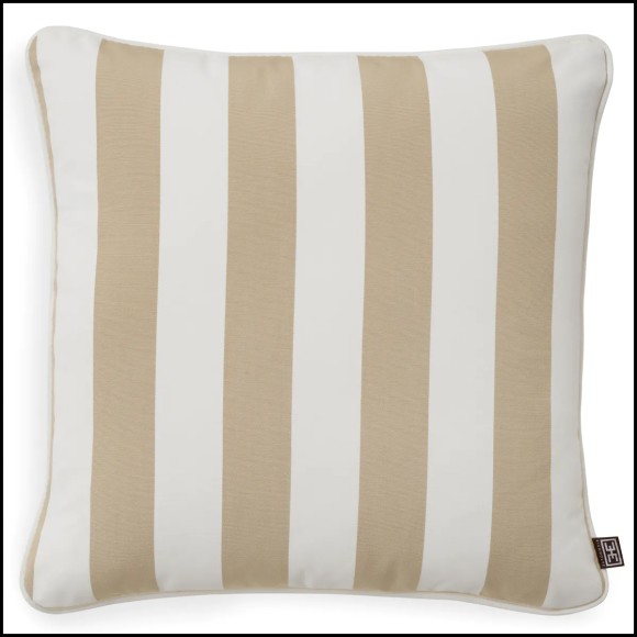 Coussin d'extérieur Florent Square. Le coussin d'extérieur carré Florent arbore des rayures chics. Finition beige.
