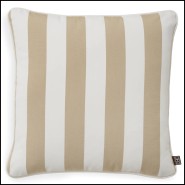 Coussin d'extérieur Florent Square. Le coussin d'extérieur carré Florent arbore des rayures chics. Finition beige.