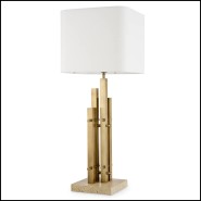 Lampe Destino éteinte, finition vintage, base travertin, W. 35 x H. 90 cm