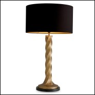 Lampe Costanza finition laiton vintage et abat-jour noir.