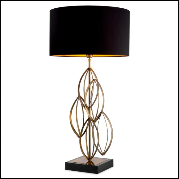 Lampe de table Bellamont en finition laiton vintage et base en granit noir