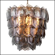 Chandelier Elias handmade glass and vintage brass finish.