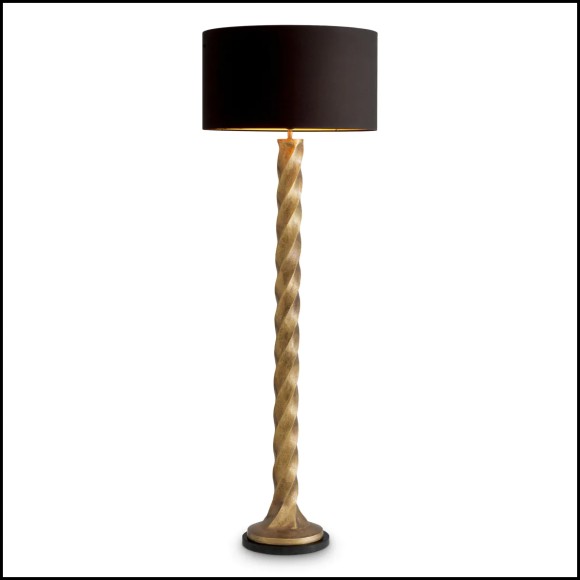 Lampadaire Constanza en finition laiton vintage et base en granit noir