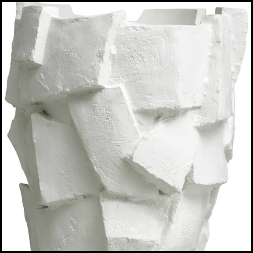 Détail du fibre de verre  blanc de la jardinière Sevilla