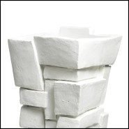 Détail de la fibre en verre finition blanc de la jardinière Santanter