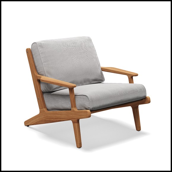 armchair gloster, Bay Lounge collection in teak natural finish and outdoor fabric