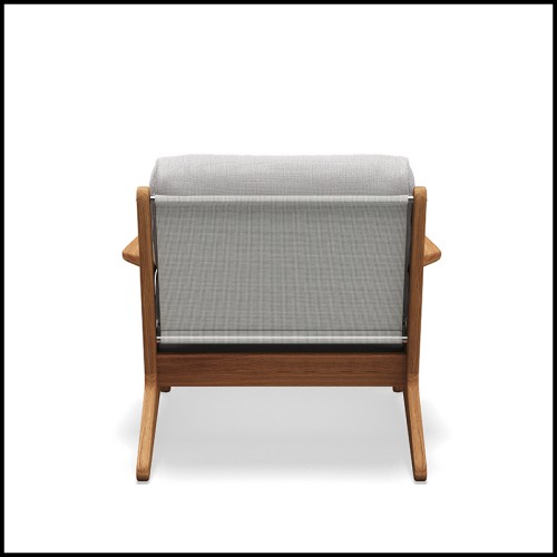 armchair gloster, Bay Lounge collection in teak natural finish and outdoor fabric, back view