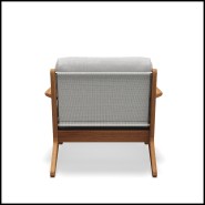 armchair gloster, Bay Lounge collection in teak natural finish and outdoor fabric, back view