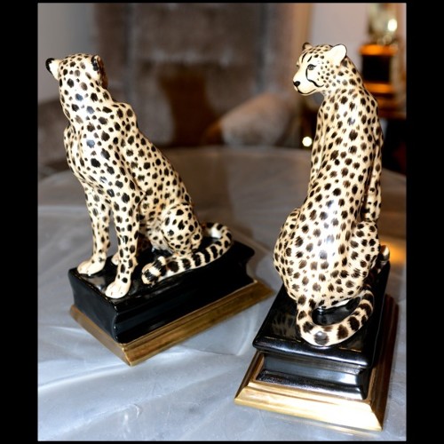Serres - Livres 162-Cheetah - Set of cheetah-inspired bookends, adds a wild touch - Pacific Compagnie.