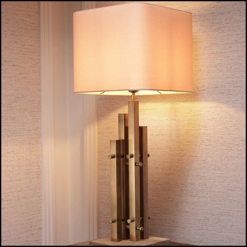 Lampe de Table 24 - Destino | Travertine Base Table Lamp Destino - Pacific Compagnie.