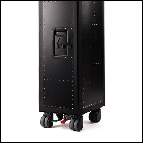 Chariot 159 - Black Rivet - Meuble bar noir rivet design - Pacific Compagnie.