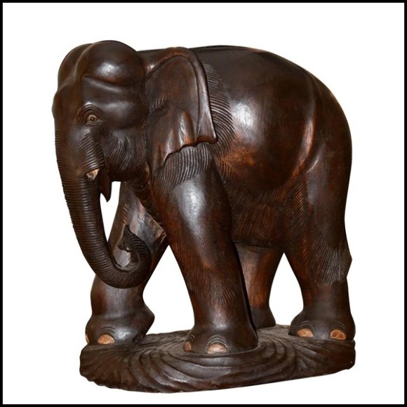 Sculpture elephant in hand-carved noble wood 38-Elephant Wood