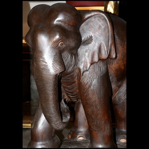 Sculpture elephant in hand-carved noble wood 38-Elephant Wood