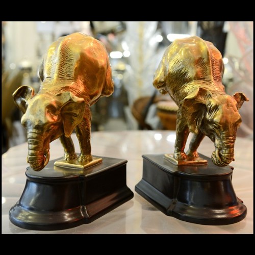 Serres - Livres PC-Elephants - Bronze patiné - Pacific Compagnie.