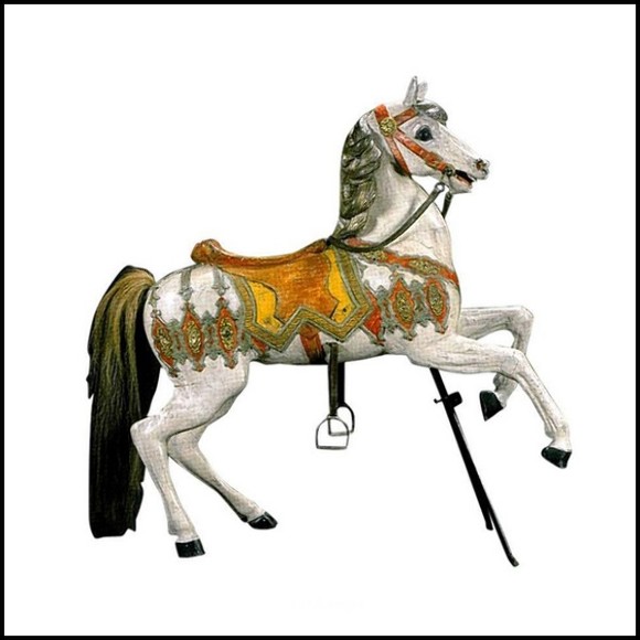 Cheval Cabré 01 - 313 - Prancing horse figurine, hand-painted wooden sculpture - Pacific Compagnie.
