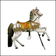 Cheval Cabré 01 - 313 - Prancing horse figurine, hand-painted wooden sculpture - Pacific Compagnie.